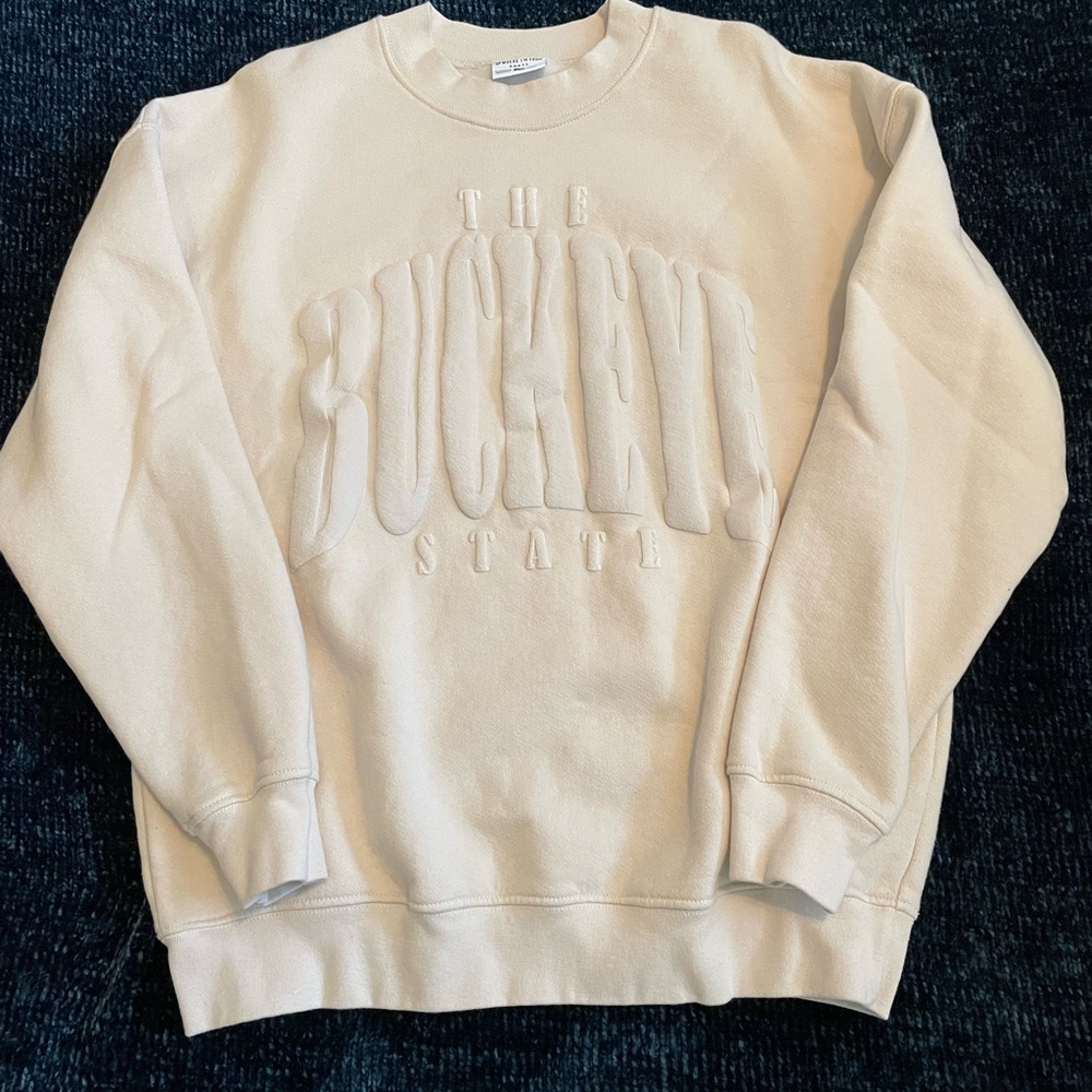 Cream Sweater with Embossed Design